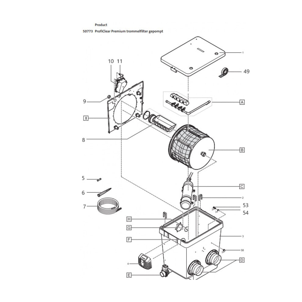 Onderdelenoaseproficlearpremiumtrommelfilterpompgevoedtekening1