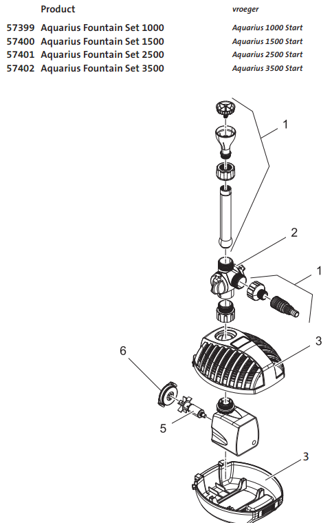 oase-aquarius-fountain-set-classic-750-onderdelen-tekening